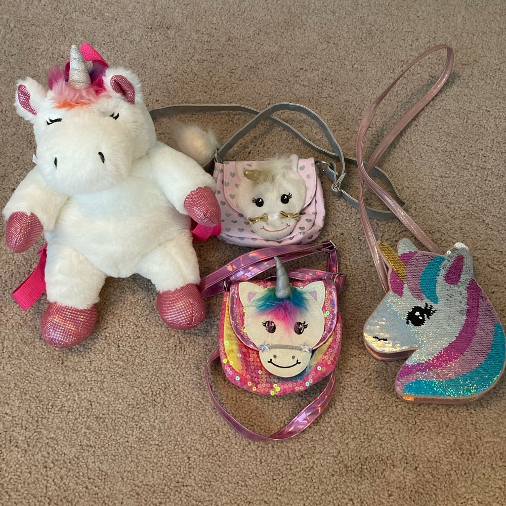 Unicorn Bag Set with Pink and Silver Accents